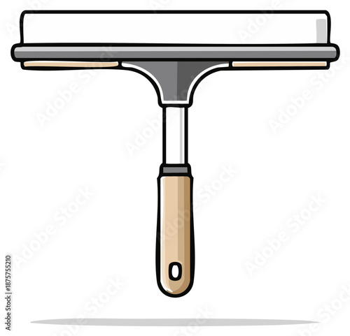 Cartoon squeegee vector illustration icon for window and glass cleaning