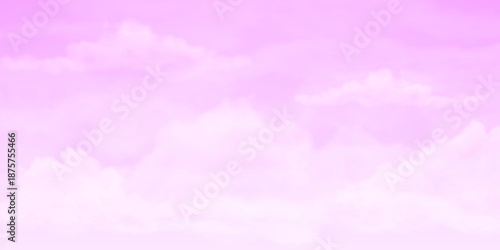 Pink sky vector background, cloudy weather, realistic cloudscape with fluffy clouds, heaven landscape cumulus effect