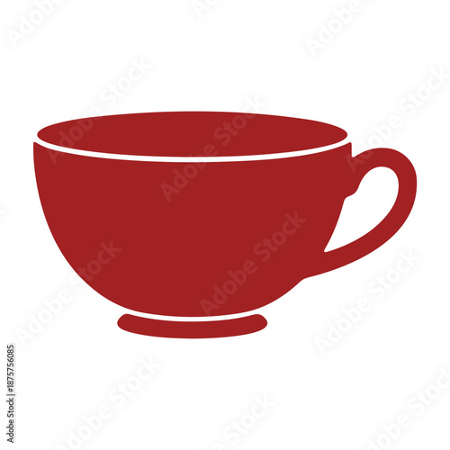 A simple red teacup icon with a white outline on a plain background