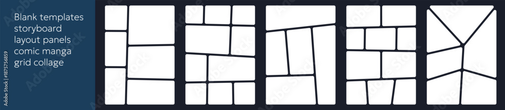 Φωτογραφία Comic book storyboard template with a grid of empty manga panels and speech bubbles