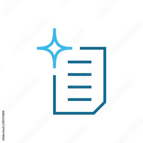 AI Document Writing Icon with Sparkle Symbolizing Intelligent Content Generation and Smart Text Editing