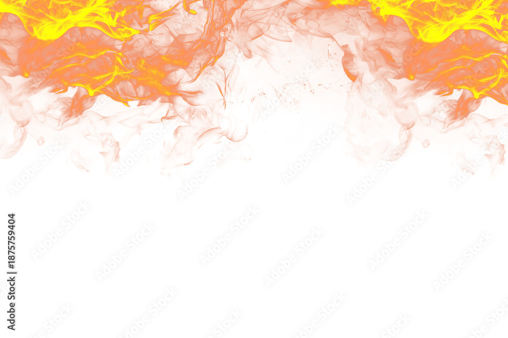 Obraz premium Abstract Orange Fire and Smoke Border on White Background