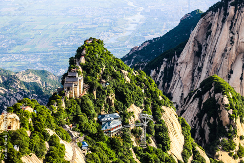 Photography Mount Huashan North Peak Temple and Cliffs, China Aerial View