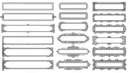 Ornate Rectangular Frames: Decorative Elements for Graphic Design and Presentation