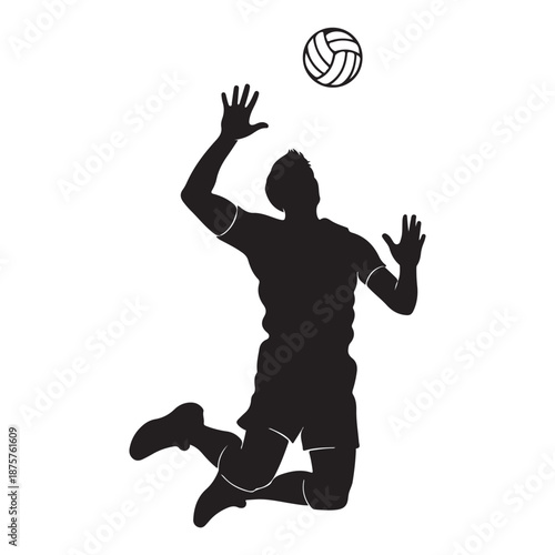 Black silhouette vector of volleyball player