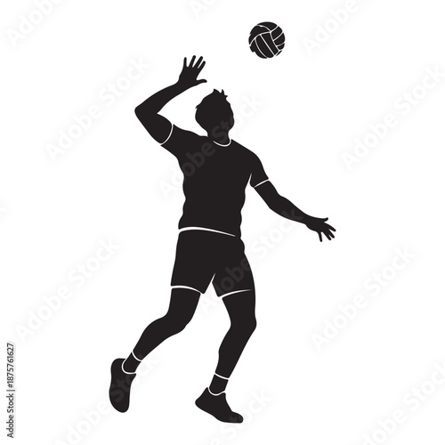 Black silhouette vector of volleyball player