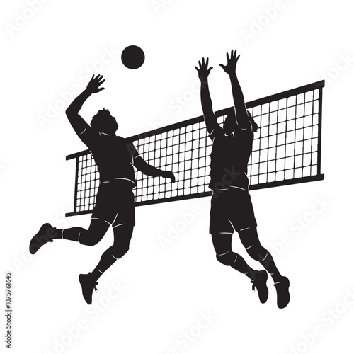 Black silhouette vector of volleyball player