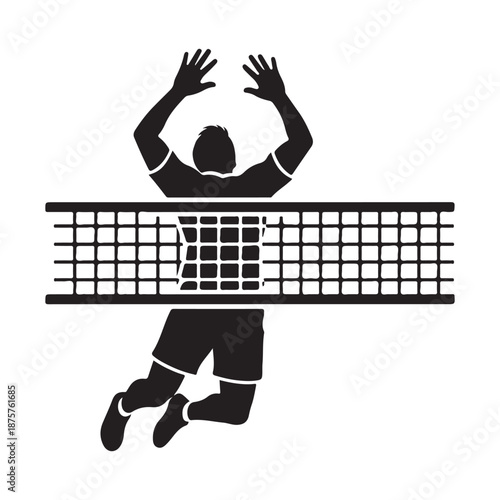 Black silhouette vector of volleyball player