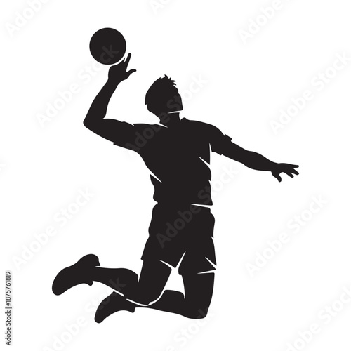 Black silhouette vector of volleyball player