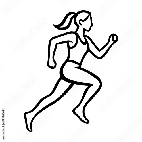 Entrenamiento físico. Dibujo sencillo con líneas de una mujer atlética corriendo