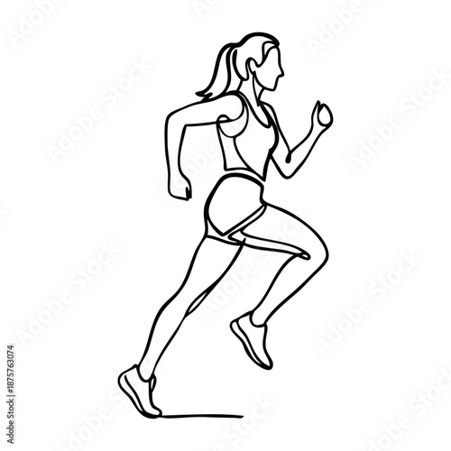 Entrenamiento físico. Dibujo sencillo con líneas de una mujer atlética corriendo