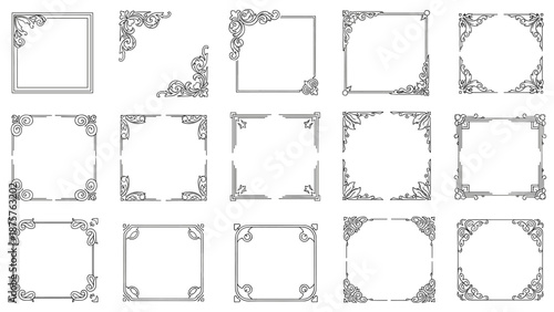 Elegant Black Ornate Frame Border Collection: Vintage Style for Creative Designs