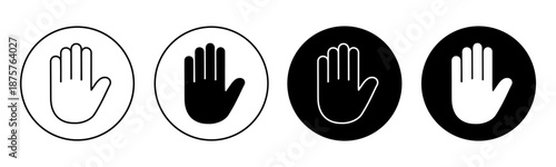 Hand icon, palm symbol, hand sign set