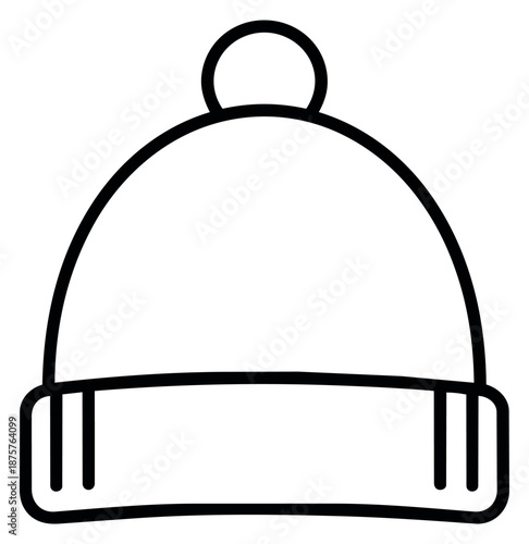 Line art illustration of a winter hat depicting cozy attire for cold weather activities