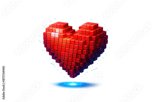 Wallpaper Mural Pixelated Heart Graphic on transparent background, red, 3D, shiny. Torontodigital.ca