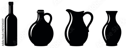 Simple container set featuring bottle, jug, pitcher, and vase designs for liquid storage and serving