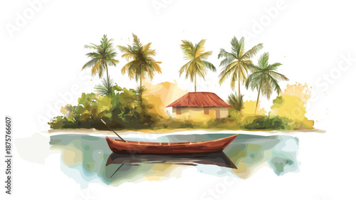 Ile Royale. Ile Royale hand drawn watercolor illustration