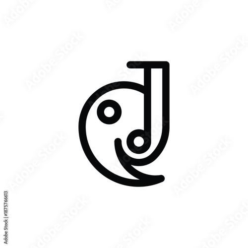 JQ or QJ yin yang logo and icon design