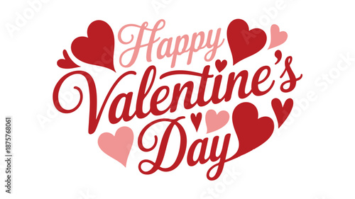 Happy Valentine's Day text with red and pink hearts in a heart shape Keywords: happy valentines day, valentine's day, love