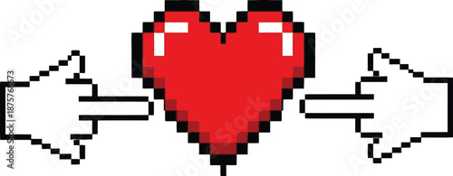 Pixel art heart with opposing arrows