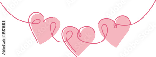 Interconnected pink hearts on a string