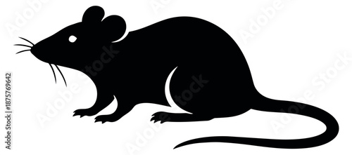 Black silhouette illustration of a mouse depicting it standing for animal or pest control themes