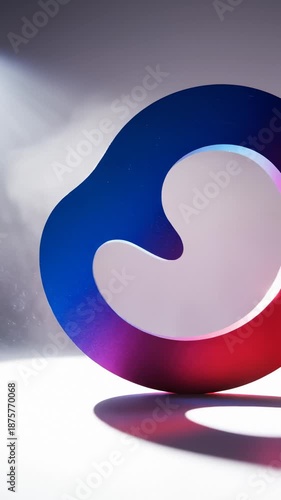 Abstract Graphic Element Rotating With Colorful Lighting and Shadows