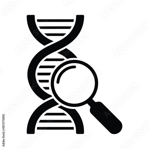 a magnifying glass over a dna double helix structure