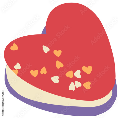 A heart-shaped cookie with chocolate chunks, symbolizing love and rich indulgent flavor.