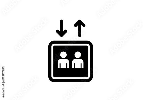 Elevator symbol with people inside isolated on white background
