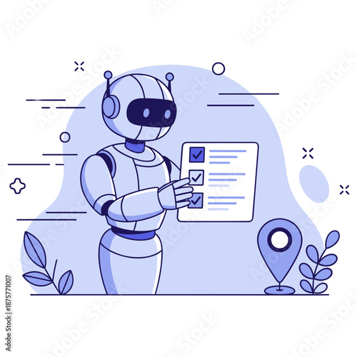 Robot analyzing checklist for navigation and task management
