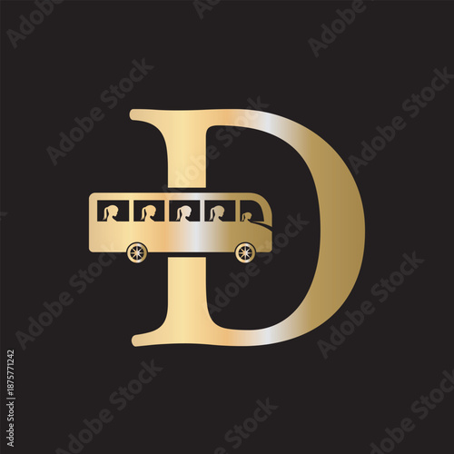 Initial Bus Travel Logo Combine With Letter D Vector Template