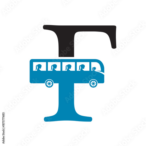 Initial Bus Travel Logo Combine With Letter F Vector Template