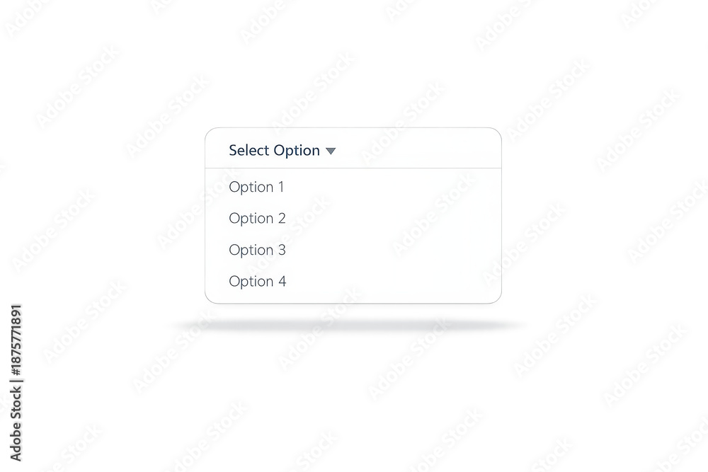 Fototapeta premium Dropdown menu options list on a transparent background image asset.