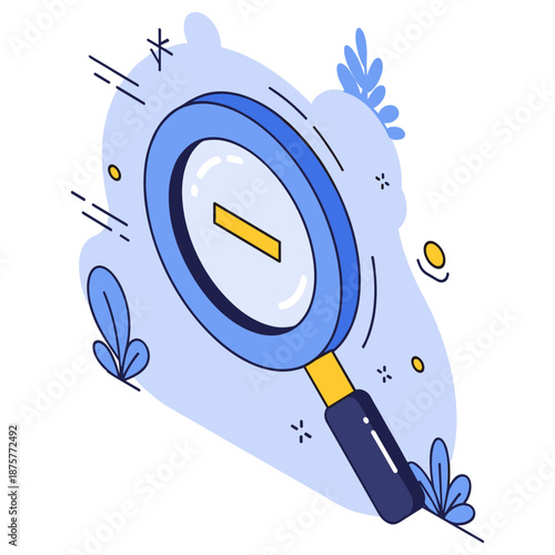 Abstract magnifying glass vector with minus symbol on pastel background