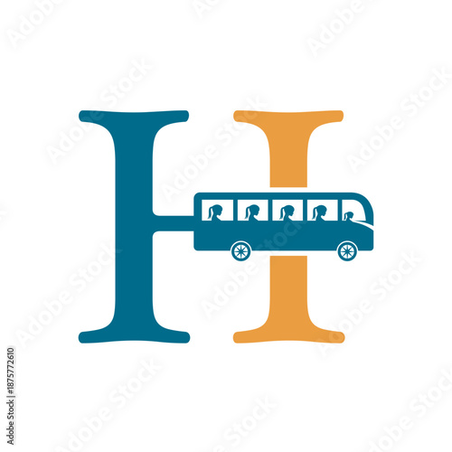 Initial Bus Travel Logo Combine With Letter H Vector Template