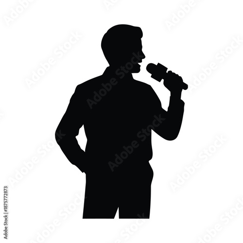 a man in a suit holds a dumbbell