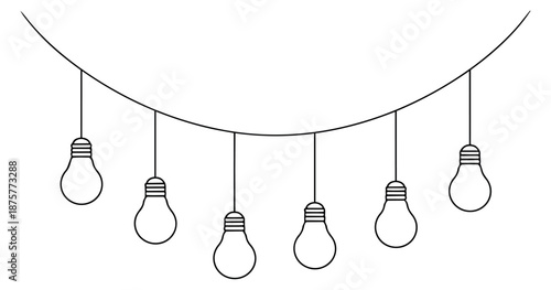 Line art string light set featuring hanging bulbs for festive decoration