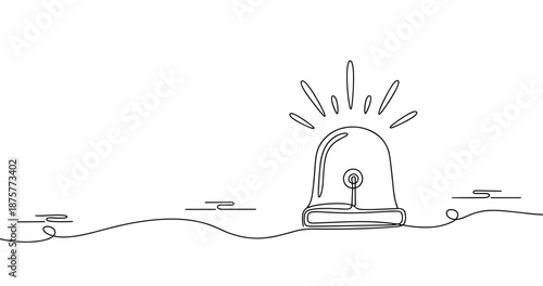 Minimalist continuous line drawing of emergency alarm bell. No editable strokes
