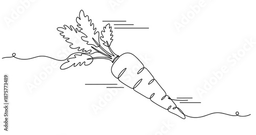Hand-drawn outline of carrot with leaves in minimalist style. No editable strokes