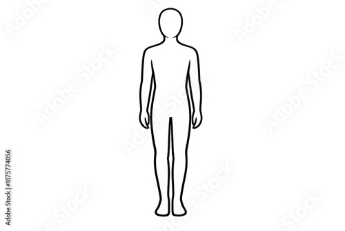 Standing figure outline on a transparent background for your designs.