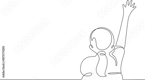 Student raising hand in classroom Vector