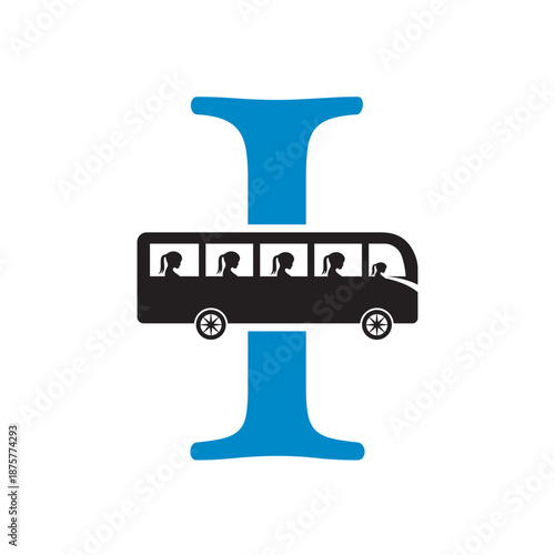 Initial Bus Travel Logo Combine With Letter I Vector Template