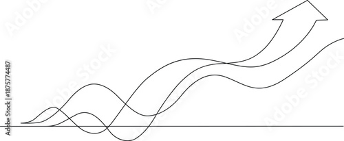 Graph showing multiple waves with increasing amplitude Vector