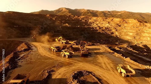 Aerial Shot of Gold Mine in Mountains