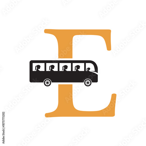 Initial Bus Travel Logo Combine With Letter E Vector Template