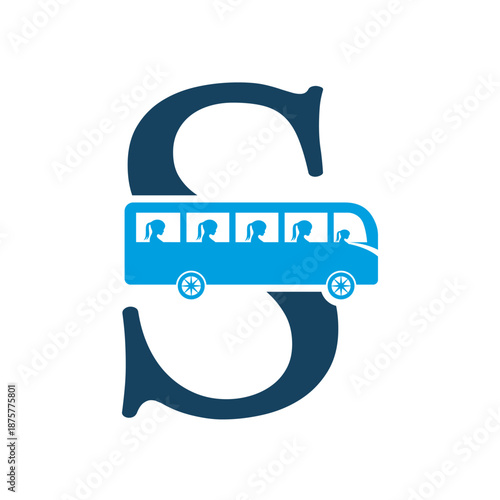 Initial Bus Travel Logo Combine With Letter S Vector Template