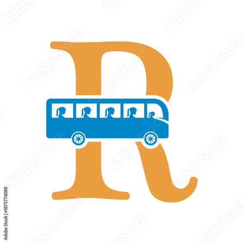 Initial Bus Travel Logo Combine With Letter R Vector Template