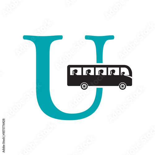 Initial Bus Travel Logo Combine With Letter U Vector Template