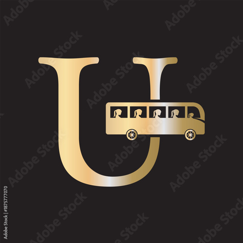 Initial Bus Travel Logo Combine With Letter U Vector Template